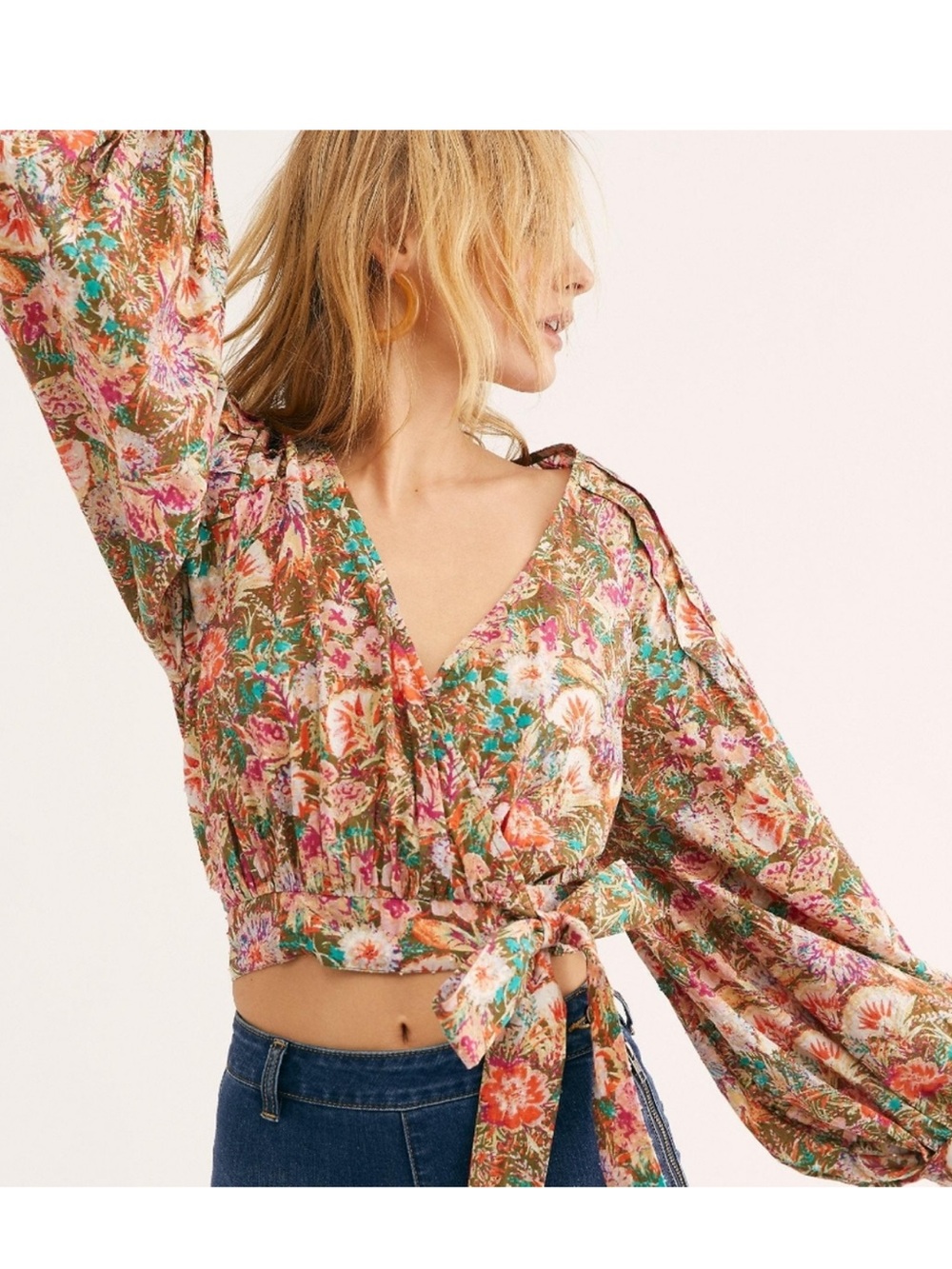 Free People party playlist cotton floral wrap blouse